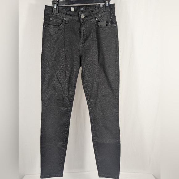 NWT Kut from the Kloth Black Mia Ankle Toothpick Skinny Reptile Jeans Size 4 - Picture 2 of 13